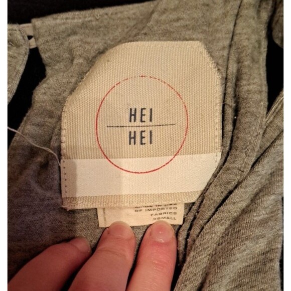 Anthropologie l Hei Hei Rhodes Gray Black Patterned Jumpsuit Keyhole Back XS - Picture 12 of 15